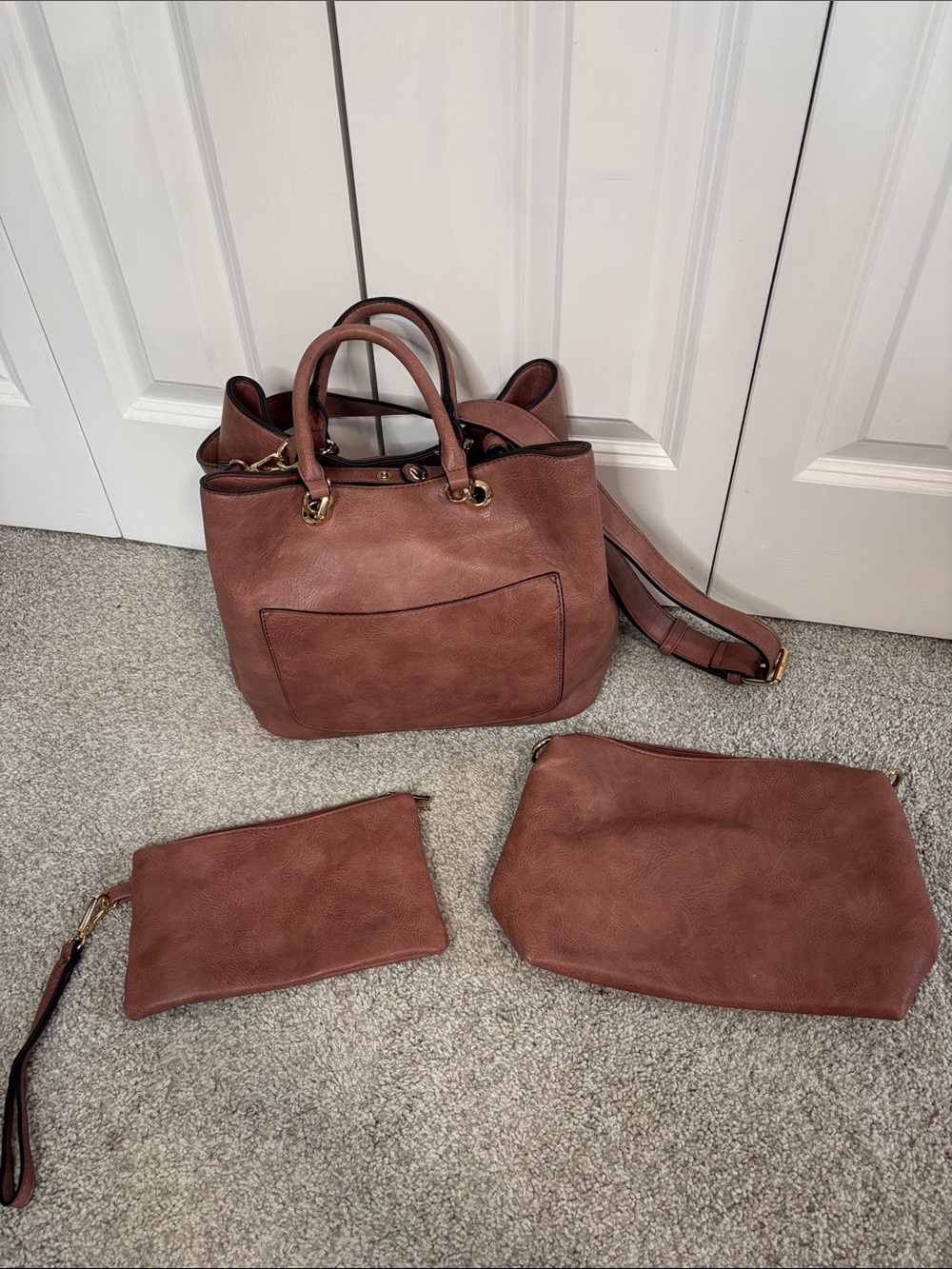 Classic Convertible Tote Bag in Rust Brown/Pinkish - Versatile Women’s Handbag